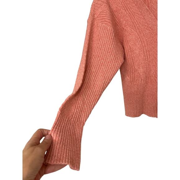Express Rose Pink Cropped Cable Knit Cardigan Sweater New Medium Summer Beachy - Picture 6 of 12
